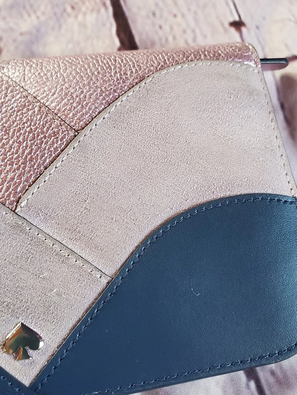 Kate Spade Nadine Patchwork Medium Clutch Wallet Colorblock Suede Designer